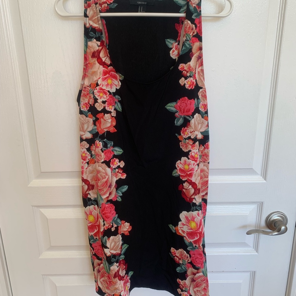 Black floral mini dress